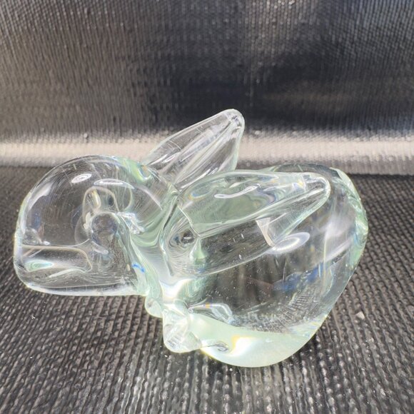 1980s Clear Bunny Rabbit Small Glass Figurine Decorative Vintage Figure Decor - Picture 4 of 11